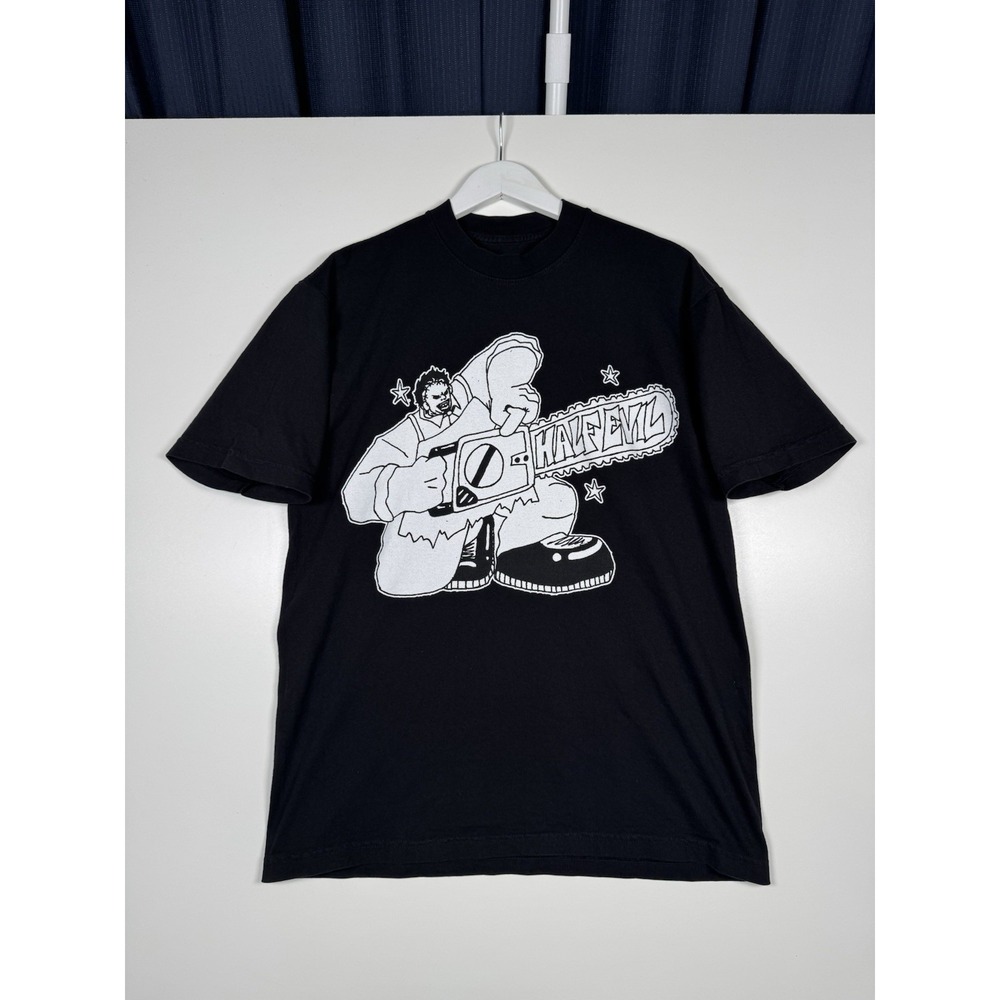 Half Evil Shirt 333 - Men's Medium - Black - Chainsaw Scary Horror